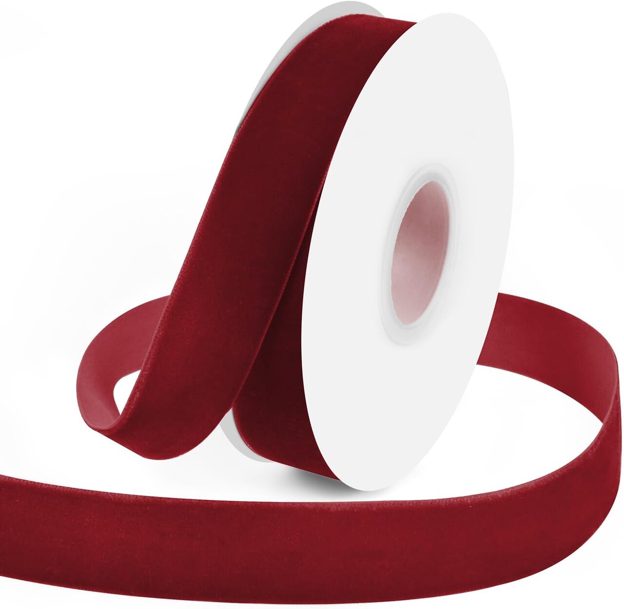 1" Wide x 10 Yards Velvet Ribbon, Vintage Single Face Velvet Ribbons for Gift Wrapping, Christmas Wrapping Bows, Wedding Decor, Sewing and More (Burgundy)